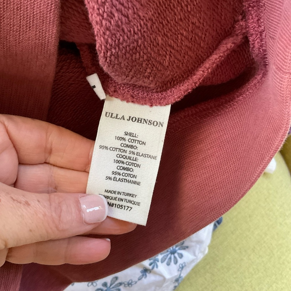 Ulla Johnson Sutton U-neck Puff Sleeve Sweatshirt in Pink Size large - Picture 5 of 6